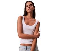 Calvin Klein Jeans LV047A804G Camiseta sin Mangas con Monograma Scoop NK Rib para Mujer, Color Blanco (Blanco Brillante), Talla M, Blanco (Blanco Brillante), M