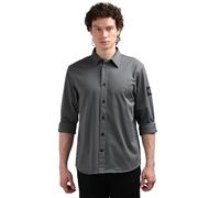 Calvin Klein Jeans MONOLOGO Badge Relaxed Shirt J30J323255, Camisas Casuales Hombre, Gris (Endless Grey), XS