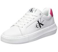 Calvin Klein Jeans Mujer Chunky Sole Sneaker Chunky Cupsole Laceup Zapatillas, Blanco (White/Raspberry Sorbet), 39