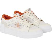 Calvin Klein Jeans Mujer Sneaker vulcanizada Bold Vulc Flat Laceup Zapatillas, Marfil (Bright White/Creamy White/Sun Baked), 39 EU