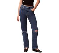 Calvin Klein Eu High Rise Straight Jeans Destroyed Sea Talla: W30 | Pantalones Rectos Outlet | Mujer