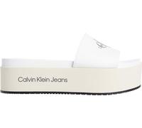 Calvin Klein Jeans Sandalias para Mujer Flatform Sandal Met, Blanco (Creamy White/Bright White), 40