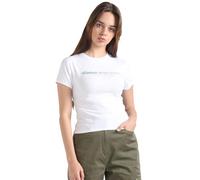 Calvin Klein Jeans Slogan Fitted tee J20J222642 Camisetas de Manga Corta, Blanco (Bright White), L para Mujer