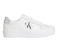 Calvin Klein Jeans Sneaker vulcanizadas Mujer Flatform Lace Up Leather Calzado, Blanco (Bright White/Silver), 40