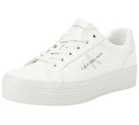 Calvin Klein Jeans Sneaker vulcanizadas Mujer Flatform Lace Up Leather Calzado, Blanco (Creamy White/Eggshell), 41