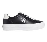Calvin Klein Jeans Sneaker vulcanizadas Mujer Flatform Lace Up Leather Calzado, Negro (Black/Bright White), 39