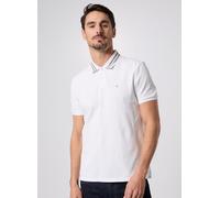 Calvin Klein Polo de Manga Corta Hombre Monogram Pique Tipped de algodón, Blanco (Blanc De Blanc), S