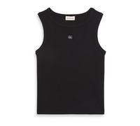 Calvin Klein Camiseta de Tirantes Mujer Woven Label Cotton Rib con Logotipo, Negro (Black), XXS