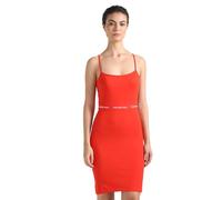 Calvin Klein Jeans Vestido para Mujer Logo Elastic Strappy Tirantes Estrechos, Rojo (Fiery Red), L