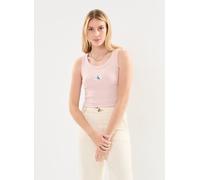 Calvin Klein Jeans Woven Label Rib Tank L Rosa