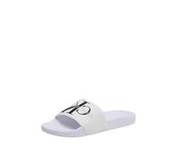 Calvin Klein Jeans Zapatillas de Baño para Hombre Slide Monogram Co Flip Flops, Blanco (Bright White/Black), 44