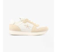 Calvin Klein Jeans Zapatillas para Hombre Runner Sneaker Sock Laceup de Nailon y Piel Deportivas, Blanco (Bright White/Eggshell), 46