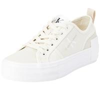 Calvin Klein Jeans Zapatillas para Mujer Sneaker Vulcanizada Plana Bold Low con Plataforma, Blanco (Creamy White/Eggshell), 39