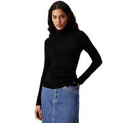 Calvin Klein Jeans WOVEN LABEL ROLL NECK SWEATER Suéter de cuello redondo Mujer, Negro (Ck Black), S