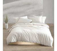 Calvin Klein - Juego de Funda de edredón Queen, Ropa de Cama de percal de algodón Lavado, decoración del hogar lujosamente Suave (percal Lavado, Beige Claro, Queen)