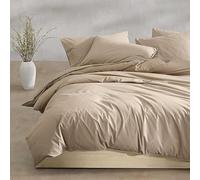 Calvin Klein - Juego de Funda de edredón tamaño Queen, Ropa de Cama de percal de algodón Lavado, decoración del hogar lujosamente Suave (percal Lavado, marrón Camello, Queen)
