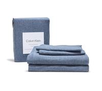 Calvin Klein - Juego de sábanas King, Juego de Ropa de Cama de Jersey de Mezcla de algodón con Bolsillos Profundos, Ropa de Cama súper Suave y acogedora (algodón Moderno Azul Oscuro, King)
