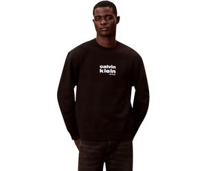 Calvin Klein LS 350Fleece Retro Graphic Crewn Lv04Le250G Sudaderas, Black (Black), M para Hombre
