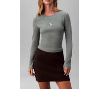 Calvin Klein Ls Monologo Baby Tee Autumn Green Talla: XS | Manga Larga Outlet | Mujer | Verde