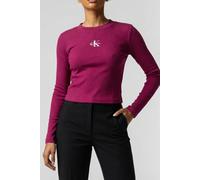 Calvin Klein Ls Monologo Baby Tee Berry Glaze Talla: S | Manga Larga Outlet | Mujer