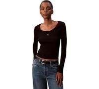 Calvin Klein LS Woven Label 2x2 Baby Rib Scoo Lv047d218g Camisetas Mujer