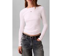 Calvin Klein LS Woven Label 2x2 Rib Crew Top Lv047e205g Otras Blusas Mujer (Pack de 1)