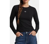 Calvin Klein Ls Woven Label 2x2 Top Black Talla: M | Manga Larga Outlet | Mujer | Negro