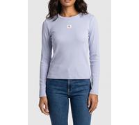 Calvin Klein LS Woven Label 2X2 Rib Crew Top Lv047E205G Otras Blusas, Purple (Casual Blue), S para Mujer