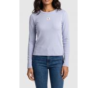 Calvin Klein Camiseta de Manga Larga Mujer Woven Label con Cuello Redondo, Azul (Casual Blue), XS
