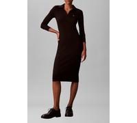 Calvin Klein Ls Woven Label Johnny Collar Midi Dress Black Talla: M | Vestidos Midi Outlet | Mujer | Negro