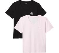 Calvin Klein Lv047C906G - Camiseta gráfica con Logotipo Vn para Mujer, Paquete de 2, Multicolor, Talla L