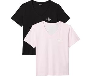 Calvin Klein Lv047C906G - Camiseta gráfica con Logotipo Vn para Mujer, Paquete de 2, Multicolor, Talla S