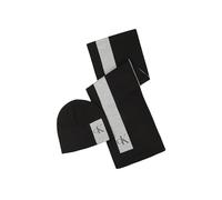 Calvin Klein Men's Cuff Hat and Scarf Gift Set Gorro, Color Negro a Rayas, Talla única para Hombre