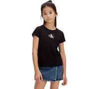 Calvin Klein Camiseta de Manga Chicas Micro Monogram de algodón, Negro (1716 Black), 4 Años