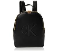 Calvin Klein Mochila Mujer Bold Ck con cierre de cremallera, Negro (Black), Talla Única
