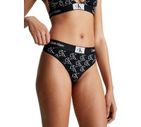 Calvin Klein MODERN THONG 000QF7221E, Tangas Mujer, Negro (Litho Ck Print+Black), XS