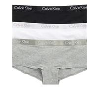 Calvin Klein Motive Cotton Boyshort Panties, 3 Pack Ropa Interior para Hombre, Negro/Blanco/Gris (Black/White/Grey Heather), Large para Mujer