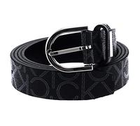 Calvin Klein Mujer Cinturón Ck Must Round Belt 2.5 cm Mono Cinturón de Piel Sintética, Negro (Black Mono), 80 cm