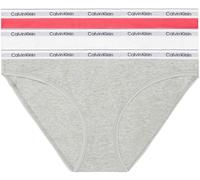 Calvin Klein Mujer Pack de 3 Slips Forma de Bikini Algodón con Stretch, Multicolor (Azalea/White/Grey Heather), XS