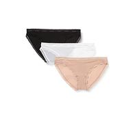 Calvin Klein Mujer Pack de 3 Slips Forma de Bikini con Stretch, Multicolor (Black/White/Honey Almond), XS