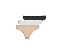 Calvin Klein Thong 3pk, Thong Mujer, Black White Honey Almond, L