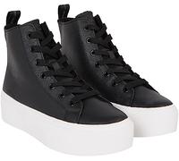 Calvin Klein Mujer Sneaker con suela cupsole Cupsole Flatform Mid Zapatillas, Negro (Black/Bright White), 39