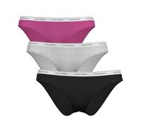 Calvin Klein Braguitas Tipo Bikini Pack de 3 Mujer con Logotipo en la Cintura, Multicolor (Black/Grey Heather/Stunning Orchid), L