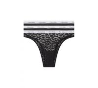 Calvin Klein Pack de 3 Braguitas Tipo Tanga con Encaje para Mujer, Negro (Black/Black/Black), L