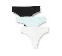 Calvin Klein Pack de 3 Braguitas Tipo Tanga para Mujer Invisibles Cotton sin Costuras, Multicolor (Black/White/Island Reef), XL