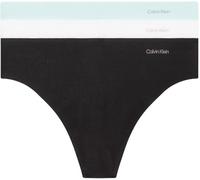 Calvin Klein Pack de 3 Braguitas Tipo Tanga para Mujer Invisibles Cotton sin Costuras, Multicolor (Black/White/Island Reef), L