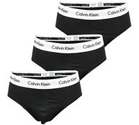 Calvin Klein Pack de 3 Calzoncillos Hip Brief para Hombre Algodón Elástico Ropa Interior, Negro (Black), S