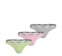 Calvin Klein Tanga Mujer Pack de 3 Thong Ropa Interior, Multicolor (Highline Green/Buff Pink/Gry Htr), L