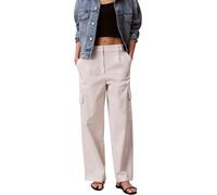 Calvin Klein Pantalón de Tela Mujer Cotton Ewaist Cargo Pant con Cintura elástica, Beige (Tofu), L