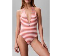 Calvin Klein Plunge One Piece Stripe Acorn Orange Talla: S | Bañadores Outlet | Mujer | Naranja